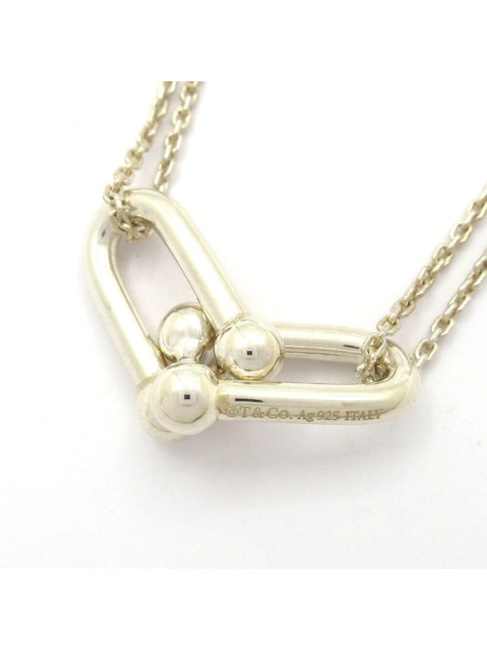 Tiffany & Co HardWear Necklace Large Double Link Pendant Silver